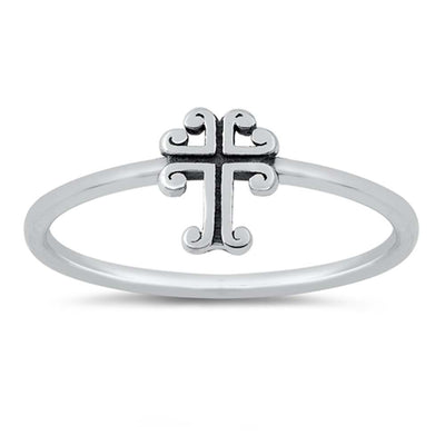 Sterling Silver Oxidized Cross Ring