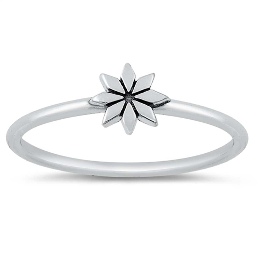 Sterling Silver Oxidized Flower Ring