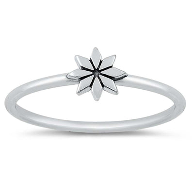 Sterling Silver Oxidized Flower Ring