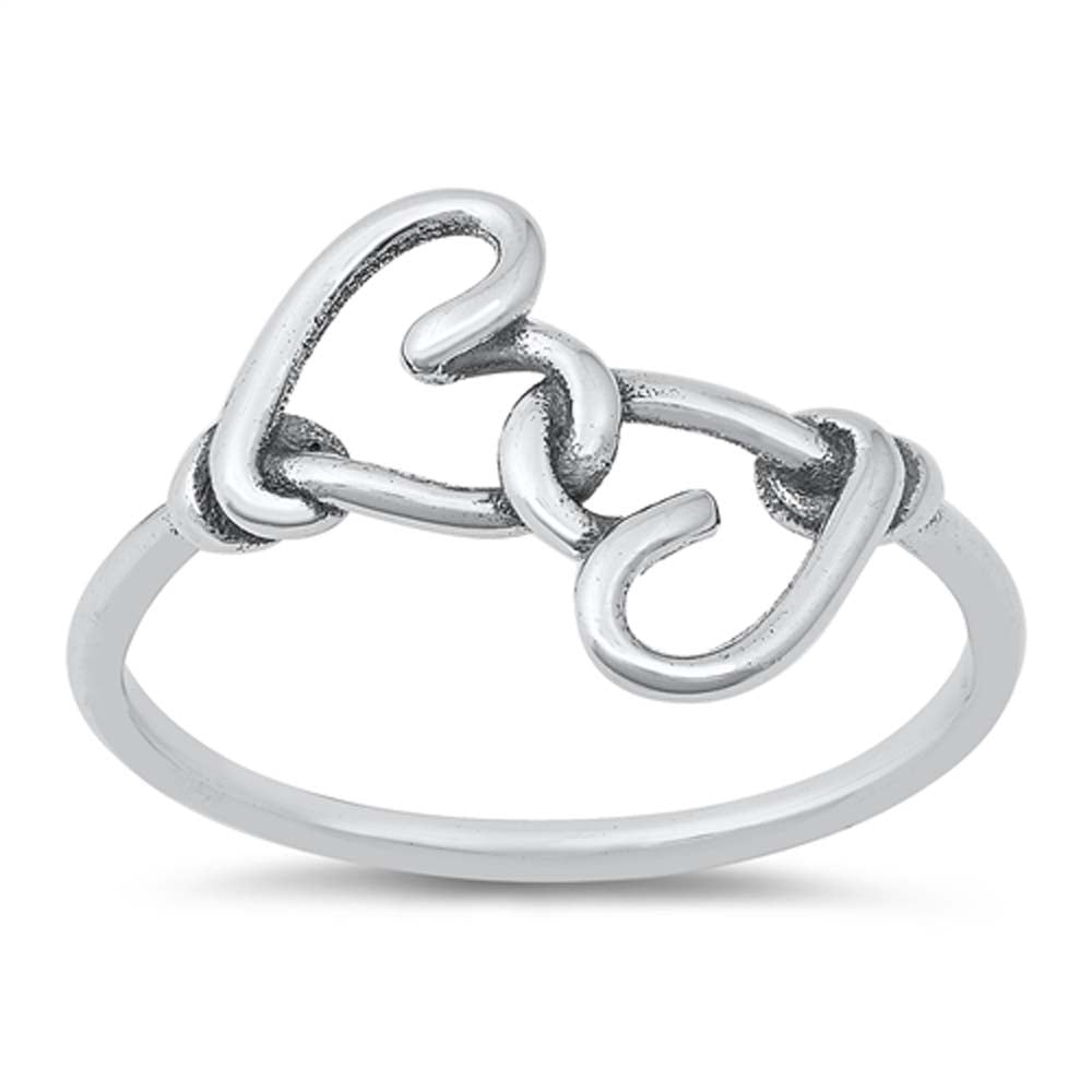 Sterling Silver Knotted Hearts Ring