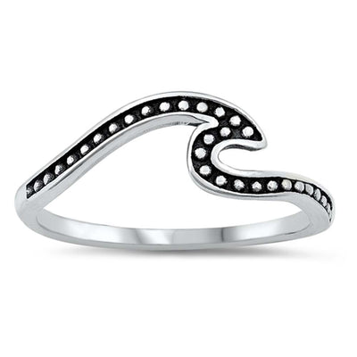 Sterling Silver Oxidized Wave Ring