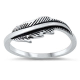 Sterling Silver Oxidize Feather Ring