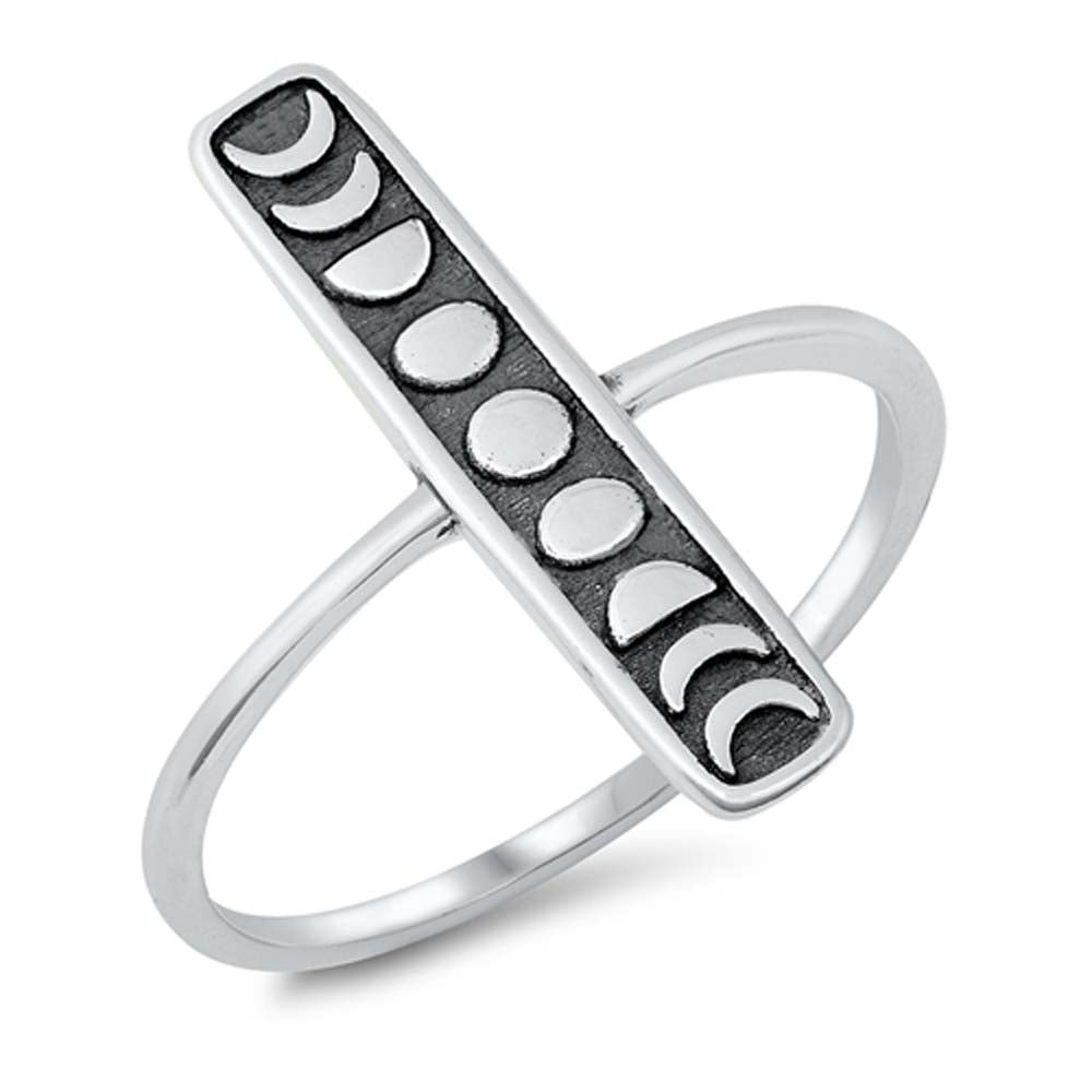 Sterling Silver Oxidized Moon Phases Ring