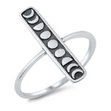 Sterling Silver Oxidized Moon Phases Ring