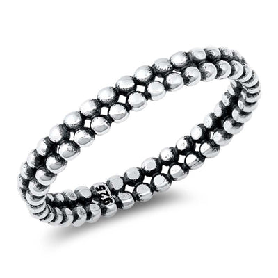 Sterling Silver Oxidized Beads Ring