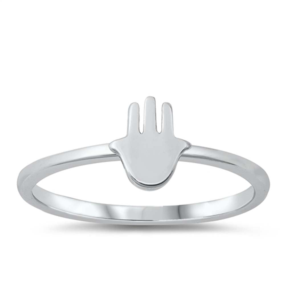 Sterling Silver Rhodium Plated Hand Ring