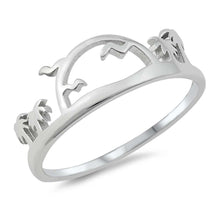Load image into Gallery viewer, Sterling Silver Rhodium Plated Palm Trees And Sunset Ring