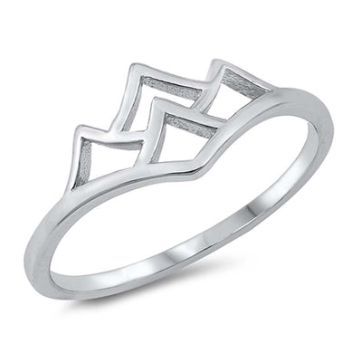 Sterling Silver Rhodium Plated Mountains Ring