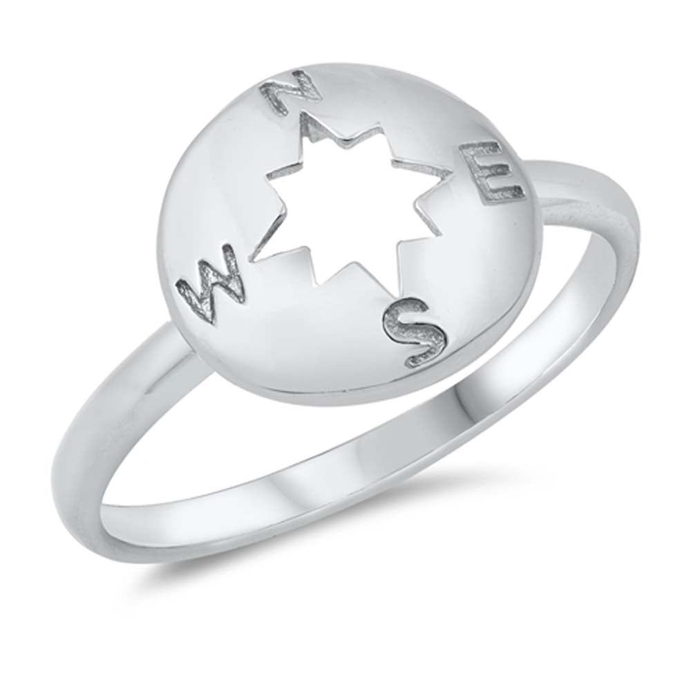 Sterling Silver Oxidized Compass Ring