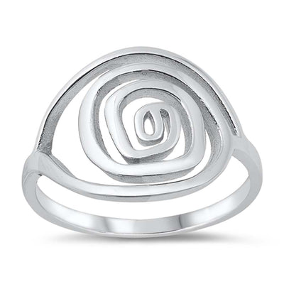Sterling Silver Oxidized 15mm Spiral Ring