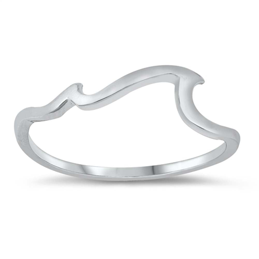 Sterling Silver Oxidized Wave Ring