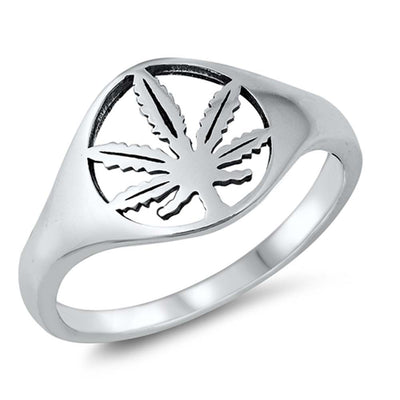 Sterling Silver Oxidized Marijuana Ring