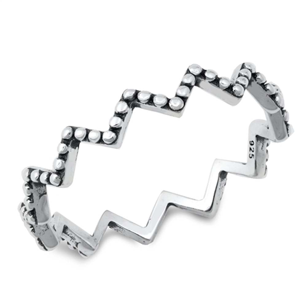 Sterling Silver Oxidized Zig Zag Ring