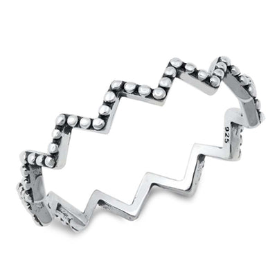Sterling Silver Oxidized Zig Zag Ring