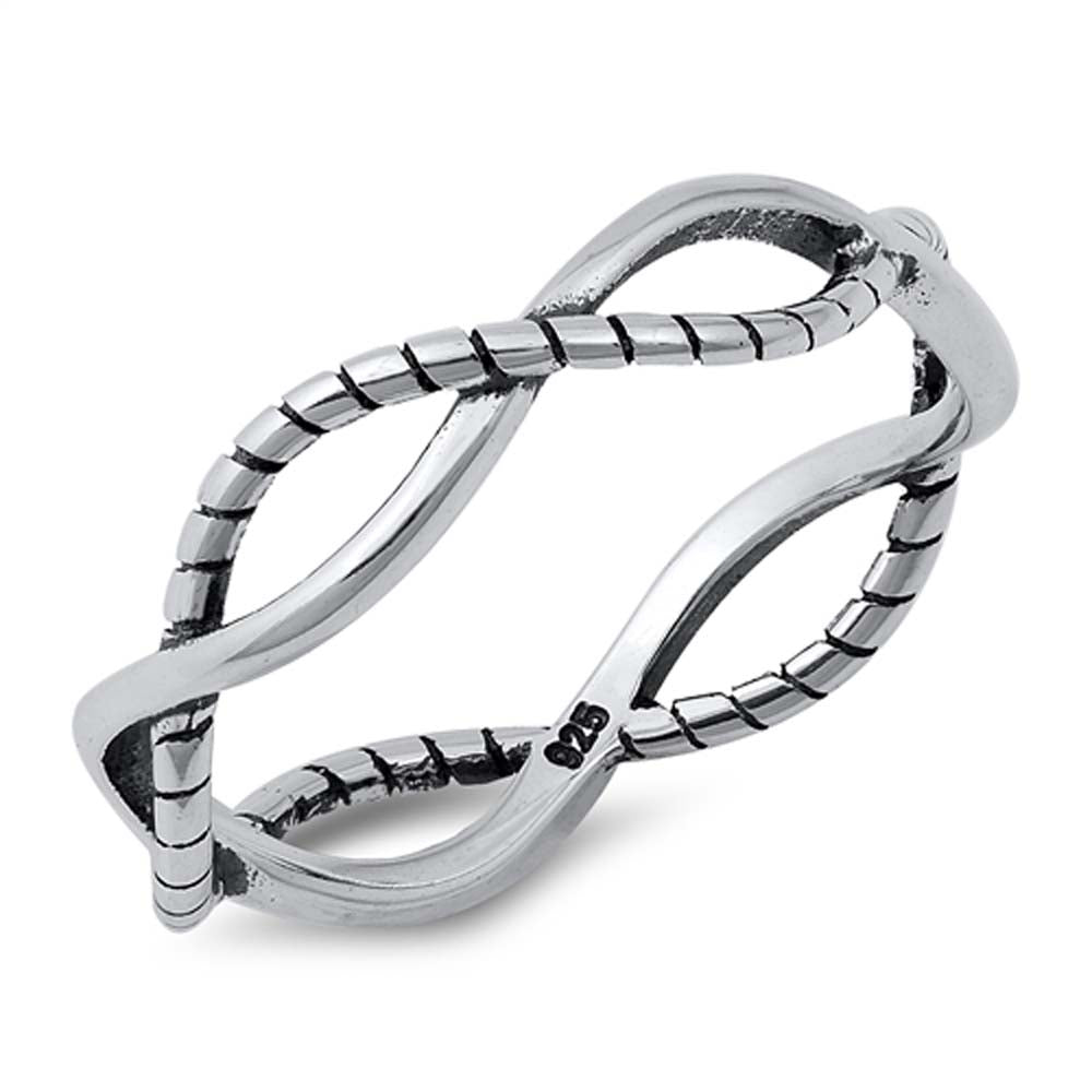 Sterling Silver Oxidized Rope Braid Ring