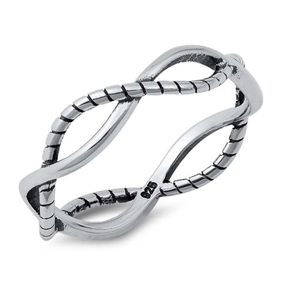 Sterling Silver Oxidized Rope Braid Ring