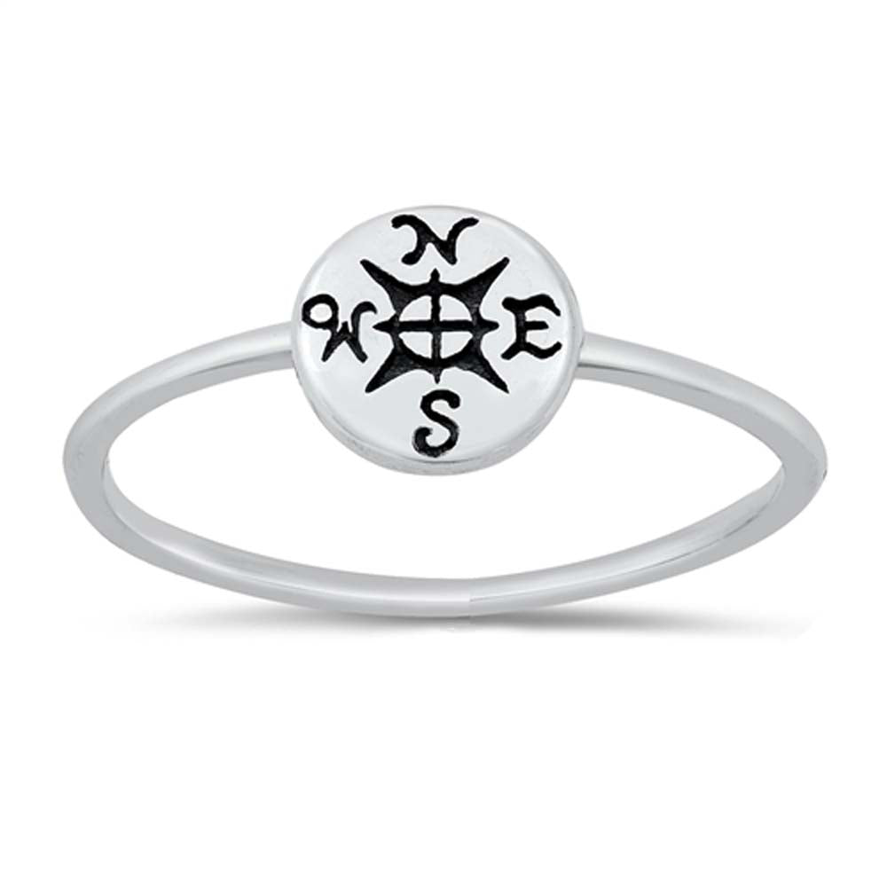 Sterling Silver Oxidized Compass Ring