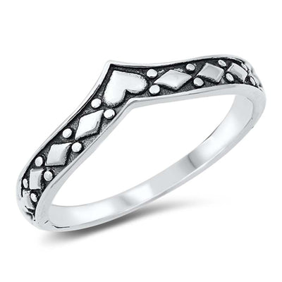 Sterling Silver Oxidized V Shaped Ring
