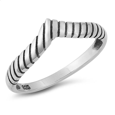 Sterling Silver Rope V Shape Ring