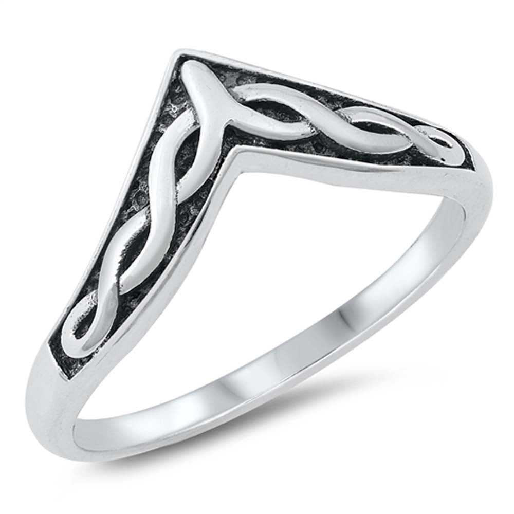 Sterling Silver Celtic V Shape Ring