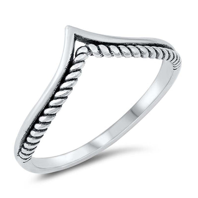 Sterling Silver Rope V Shape Ring