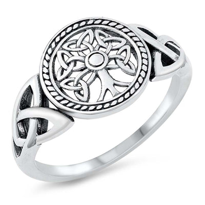 Sterling Silver Oxidized Tree Of Life Signet Ring
