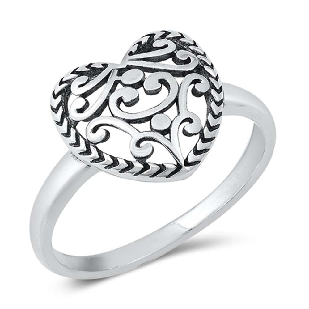 Sterling Silver 12MM Heart Ring