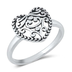 Sterling Silver 12MM Heart Ring