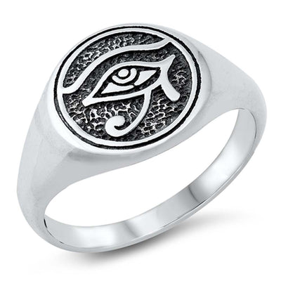 Sterling Silver Oxidized Eye Of Horus Ring