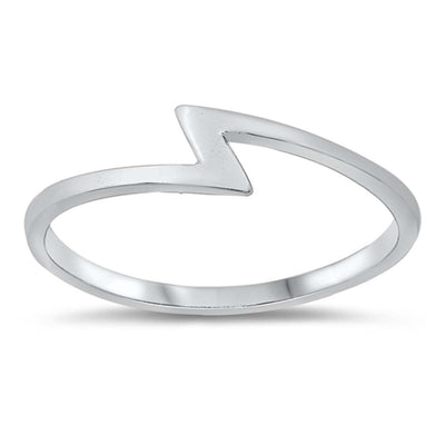 Sterling Silver Rhodium Plated Lightning Bolt Ring