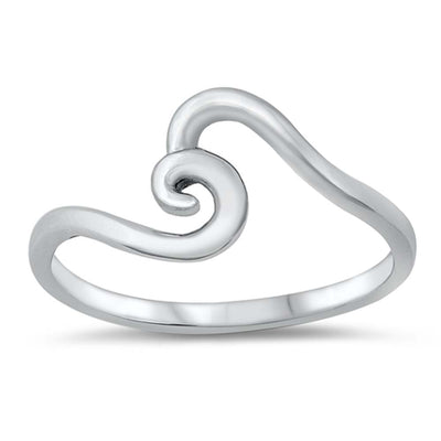 Sterling Silver Oxidized Swirl Wave Ring