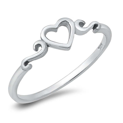 Sterling Silver Rhodium Plated Heart Ring