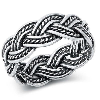 Sterling Silver Oxidized Braided Band Ring
