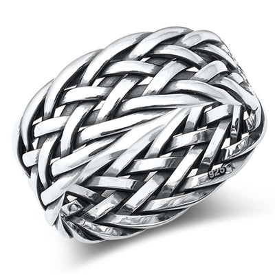 Sterling Silver Oxidized Braided Band Ring