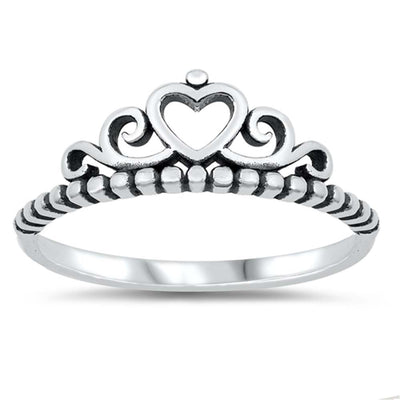 Sterling Silver Oxidized Crown Ring