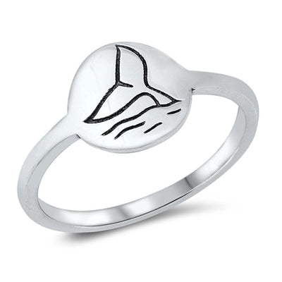 Sterling Silver Oxidized Whale Tail Ring