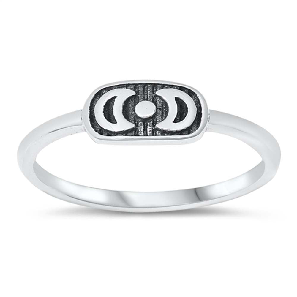 Sterling Silver Oxidized Two Moons Ring