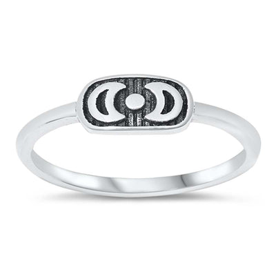 Sterling Silver Oxidized Two Moons Ring