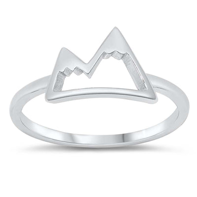 Sterling Silver Rhodium Plated Snowy Mountain Ring
