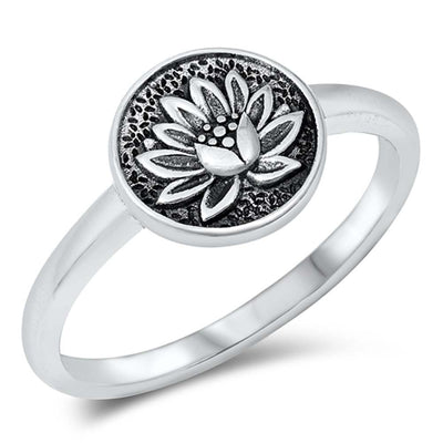 Sterling Silver Oxidized Lotus Ring