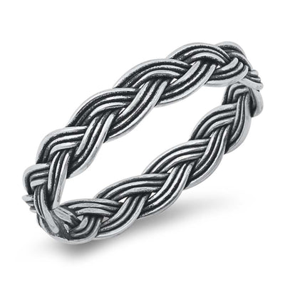 Sterling Silver Oxidized Braided Band Ring