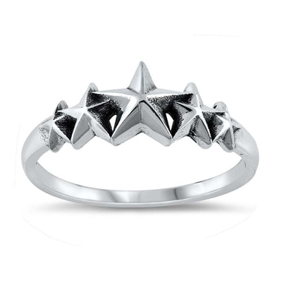 Sterling Silver Oxidized Stars Ring