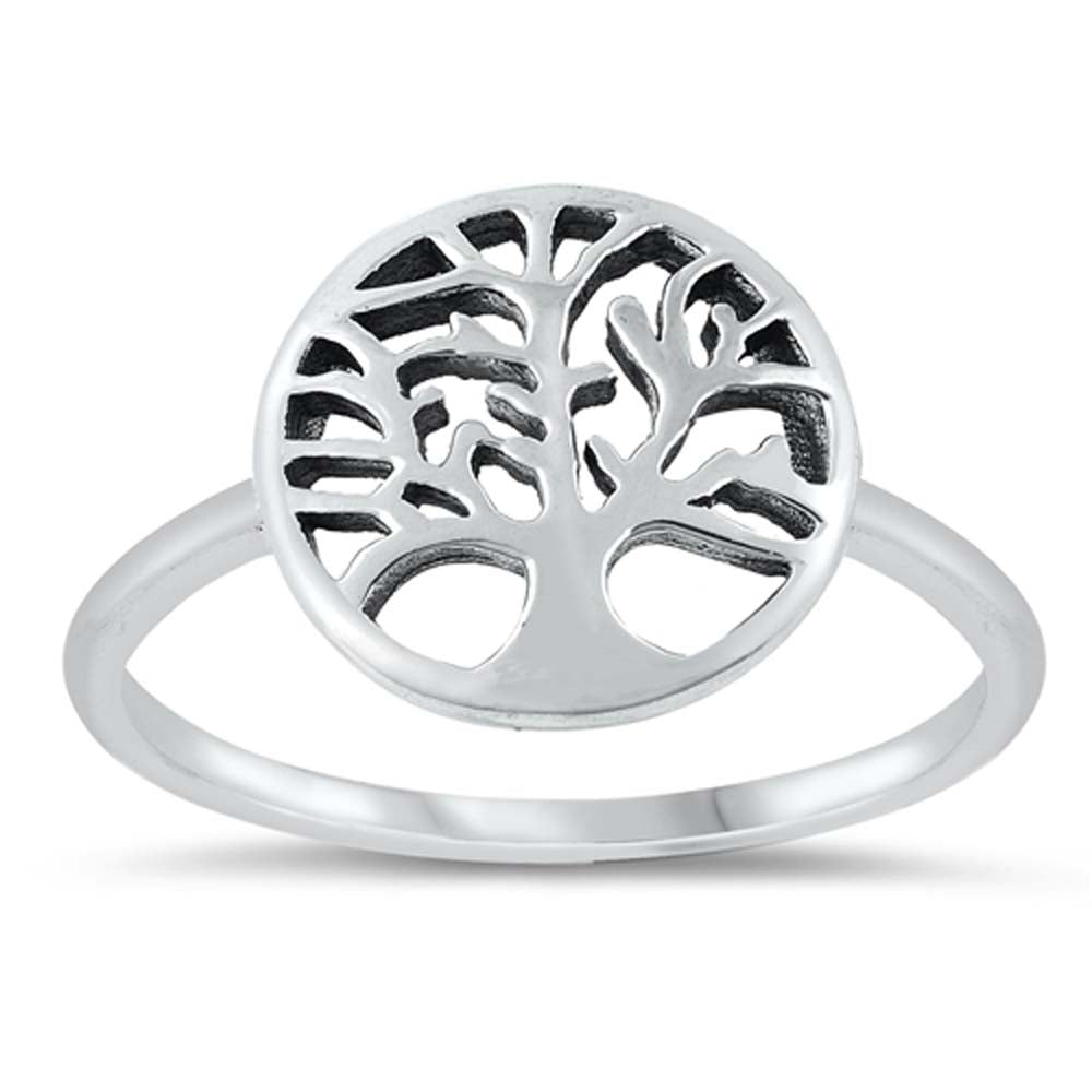 Sterling Silver Oxidized Tree Of Life Ring