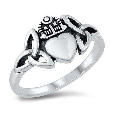 Sterling Silver Oxidized Claddagh Ring