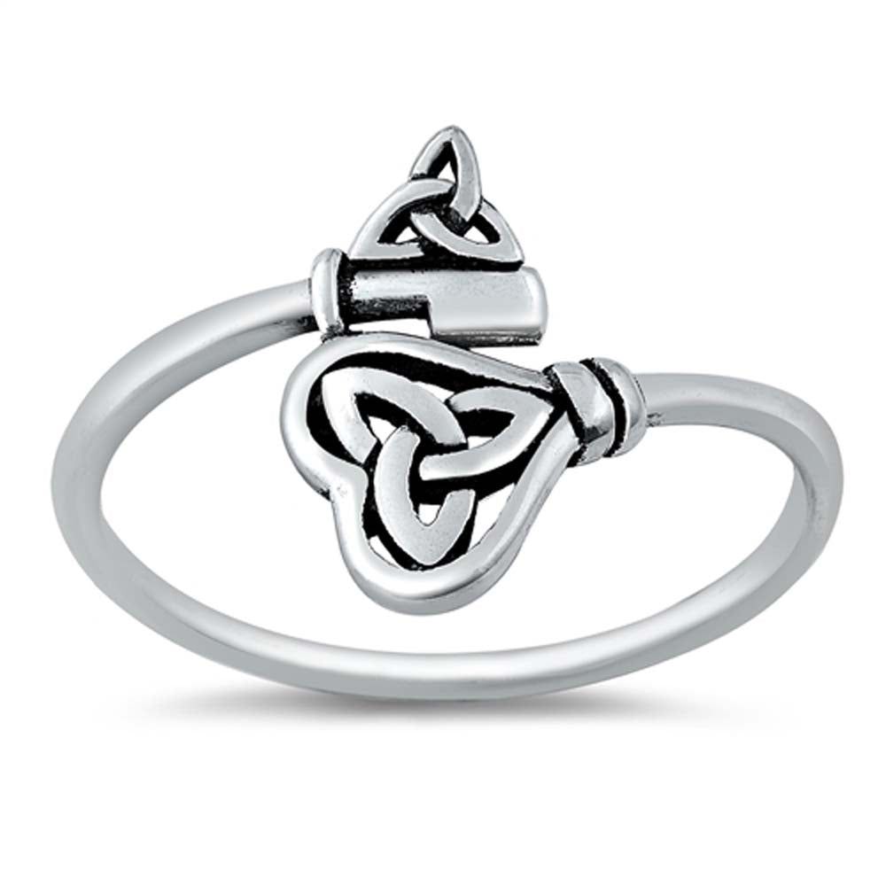 Sterling Silver Oxidized Celtic Key Ring
