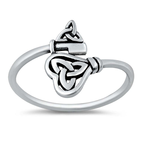 Sterling Silver Oxidized Celtic Key Ring