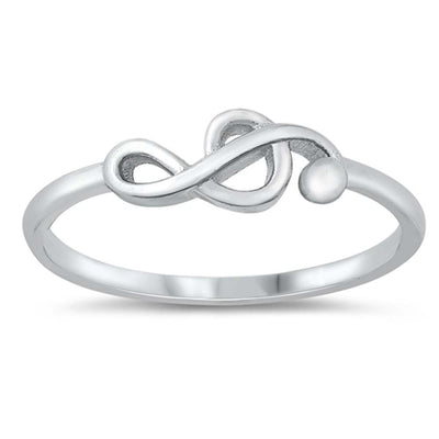 Sterling Silver Rhodium Plated Treble Chef Ring