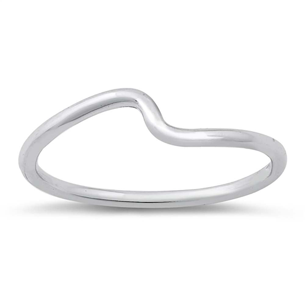 Sterling Silver Rhodium Plated Wave Ring