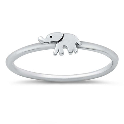 Sterling Silver Rhodium Plated Mini Elephant Ring