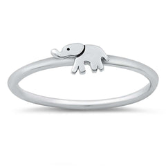 Sterling Silver Rhodium Plated Mini Elephant Ring